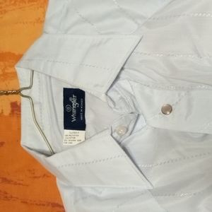 Vintage 60 70 s western shirt. Wrangler pearl snaps. Med. Silver, blue.‎